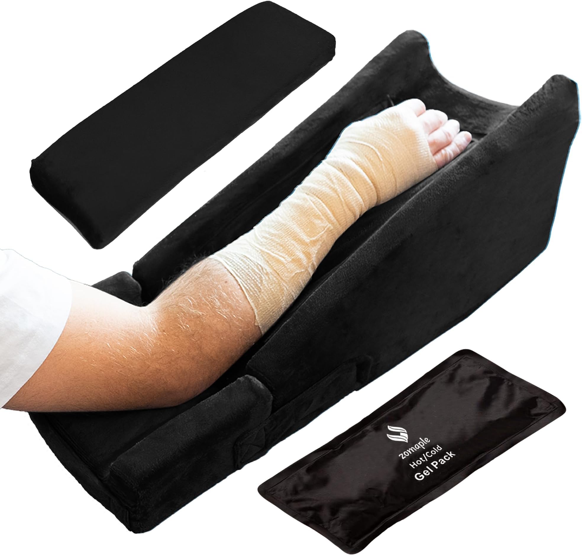 Zomaple Arm Elevation Pillow for Post Surgery – Adjustable Arm Support Pillow with Gel Memory Foam & Hot/Cold Pack – Couch Rest Pillow for Bed, Carpal Tunnel, Wrist & Elbow Recovery, Help Reduce Pain