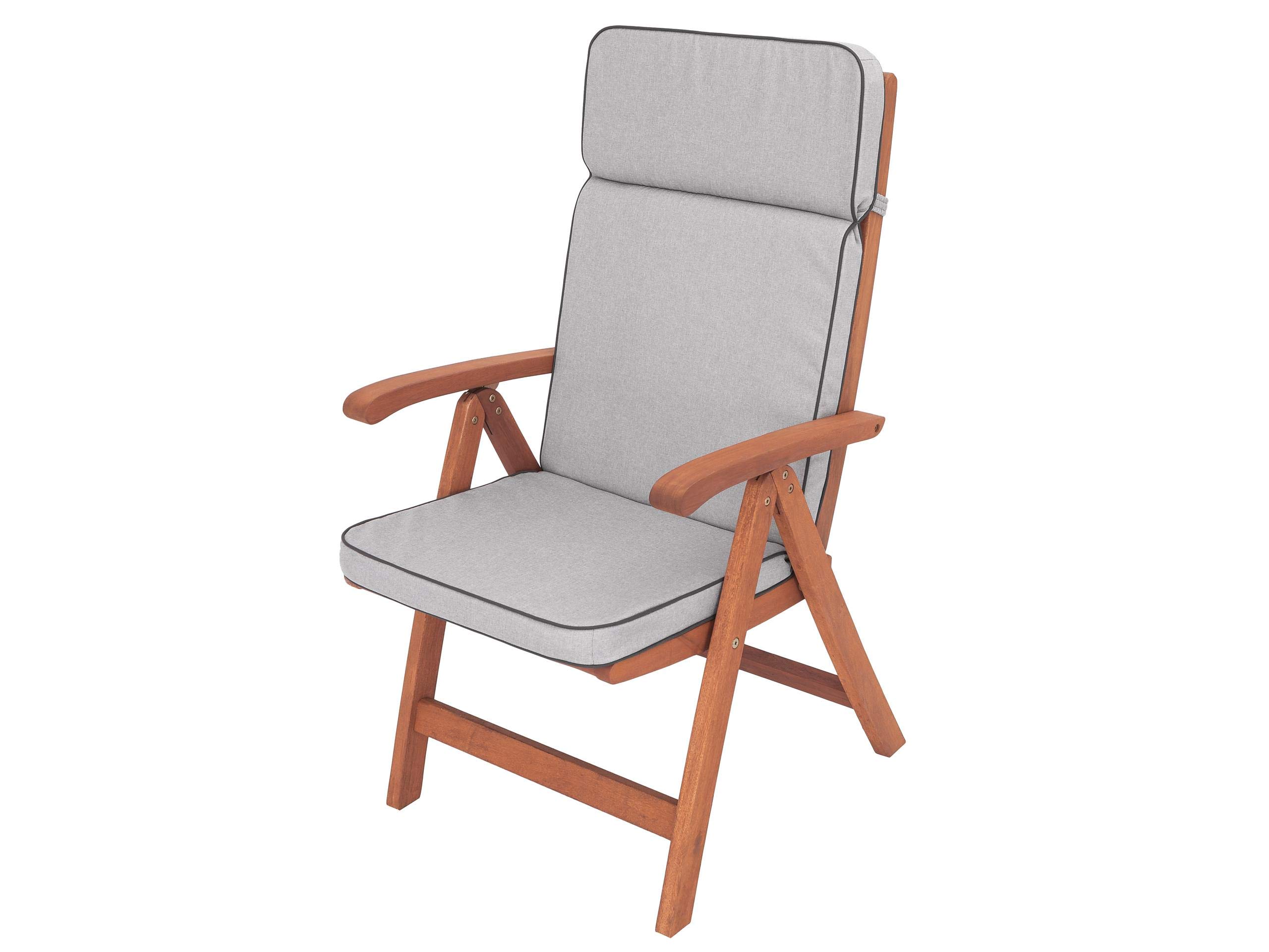 Cuscino per sedia da giardino con schienale alto, 119 x 49 x 5 cm, comodo cuscino da giardino, cuscino da giardino, sedia da giardino, colore grigio cenere