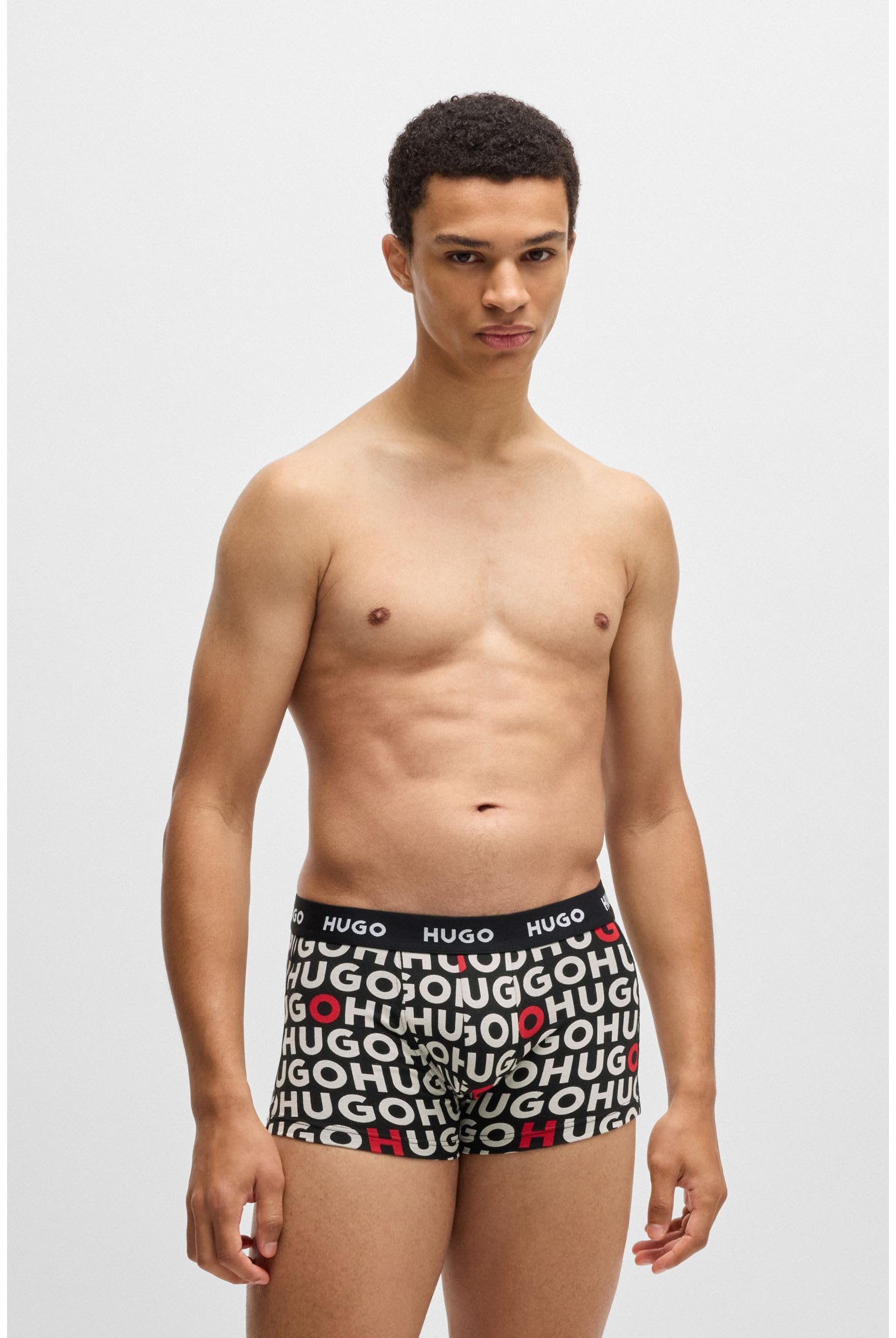 Hugo Paquete de 3 Calzoncillos Elásticos de Algodón con Logotipo Llamativo Bañadores Ajustados para Hombre Hombre