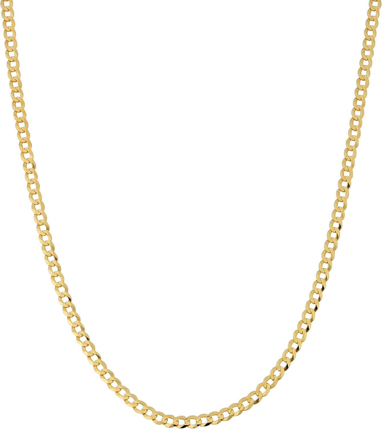 Kooljewelry Real Solid 10k Yellow Gold 3 mm Curb Link Chain Necklace for Men and Women (16, 18, 20, 22, 24 or 30 inch)