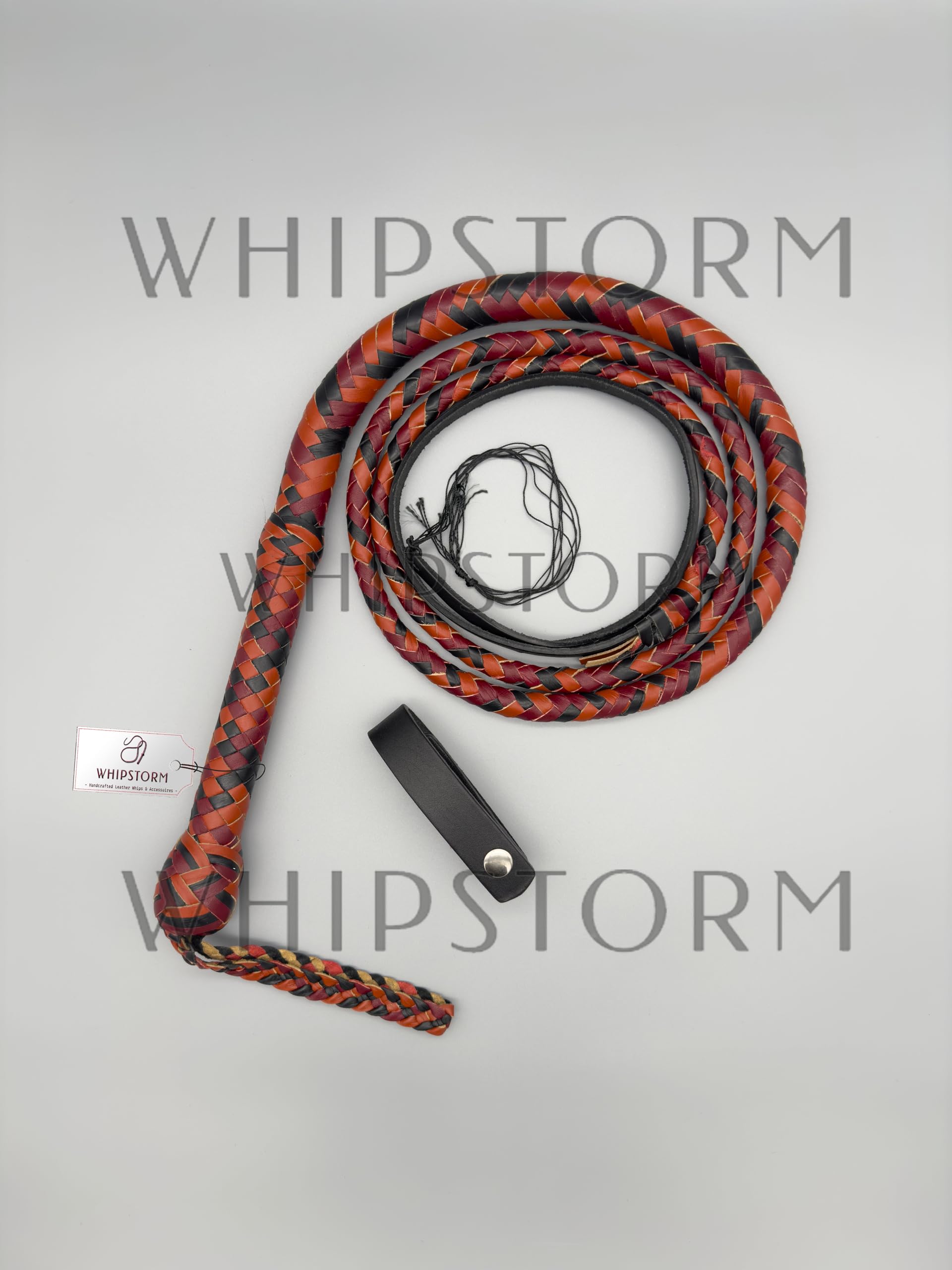 Generisch Echte Bullenlederpeitsche Bullwhip Mehrfarbig in 3FT bis 8FT, handgemacht mit 12 Stränge (4FT ~ 122cm)