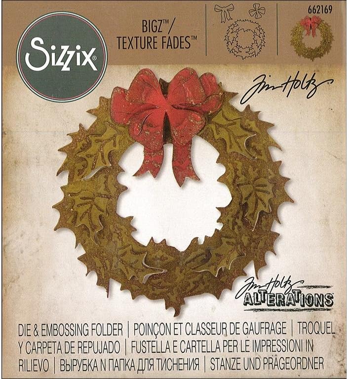 Sizzix Tim Holtz Bigz Die with Texture Fades, Layered Holiday Wreath, Multicolor