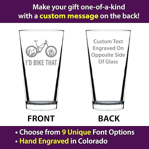Miniatura 9 de I'd Bike That - Pint Glass for Beer - Cool Bicycle Themed Decor and Gifts for Mountain Bikers - 16 oz Glasses