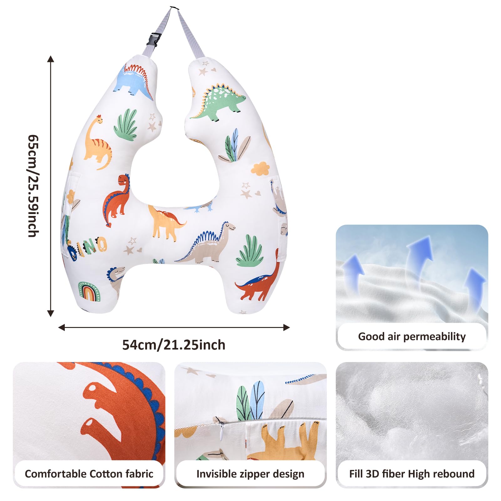 Oreiller de voiture pour enfants, coussin de voyage en forme de H, support de tête de voiture, coussin de sécurité pour adultes et enfants en voyage, coussin de voyage en voiture peut être démonté et