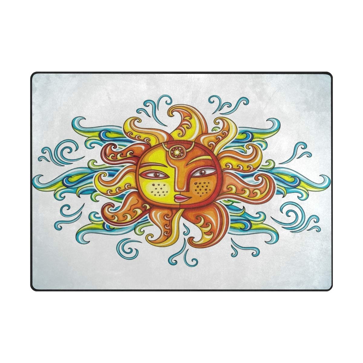 Mnsruu Tapis Ethnique Tribal coloré pour Salon Chambre à Coucher, Tissu, Multicolore, 160cm x 122cm(5.3 x 4 Feet)