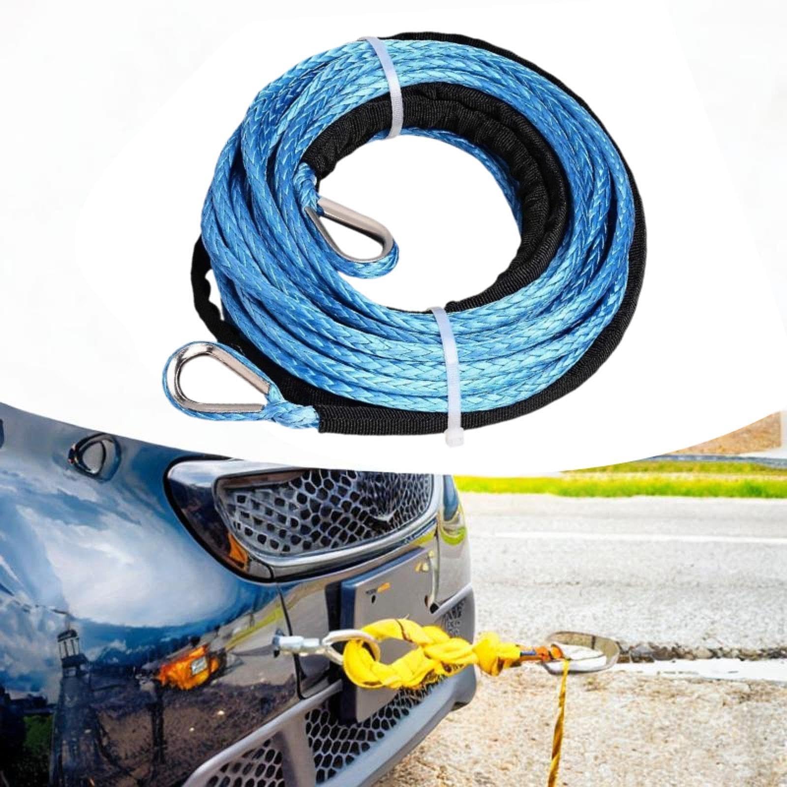 Qianly Corde de Treuil Rallonge Synthétique Sangle de Dépannage Câble pour VTT Ligne de Treuillage Résistante à La Rouille avec Gaine Protectrice Adaptée Pou, Bleu