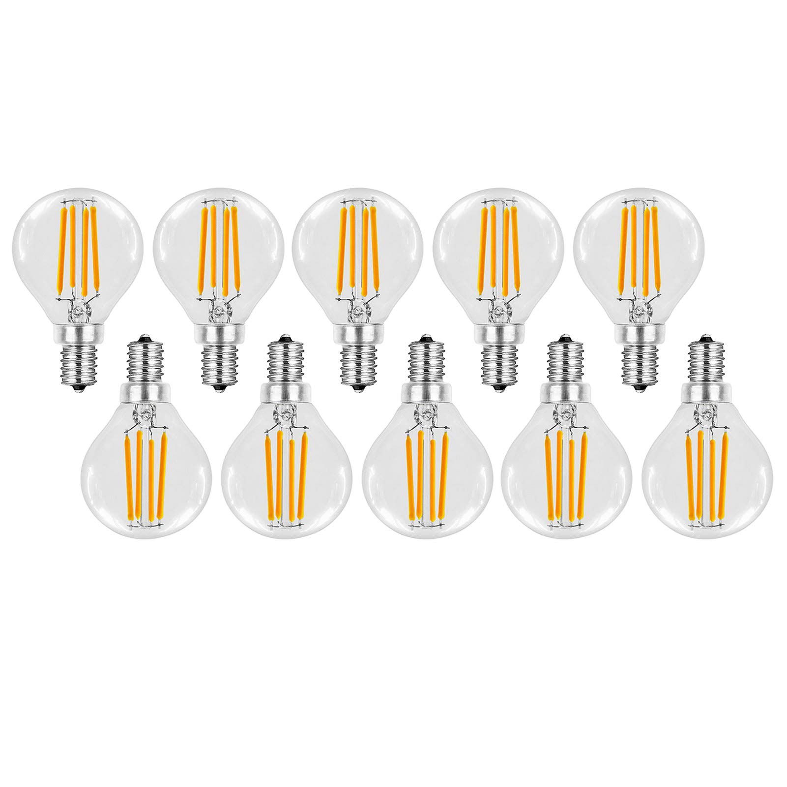 Lampadina a filamento LED E14 6 W non dimmerabile Lampadina a candela Edison vintage Confezione 10 bianco caldo/bianco freddo G45 600 lm Lampada a risparmio energetico in vetro trasparente ad alta lu