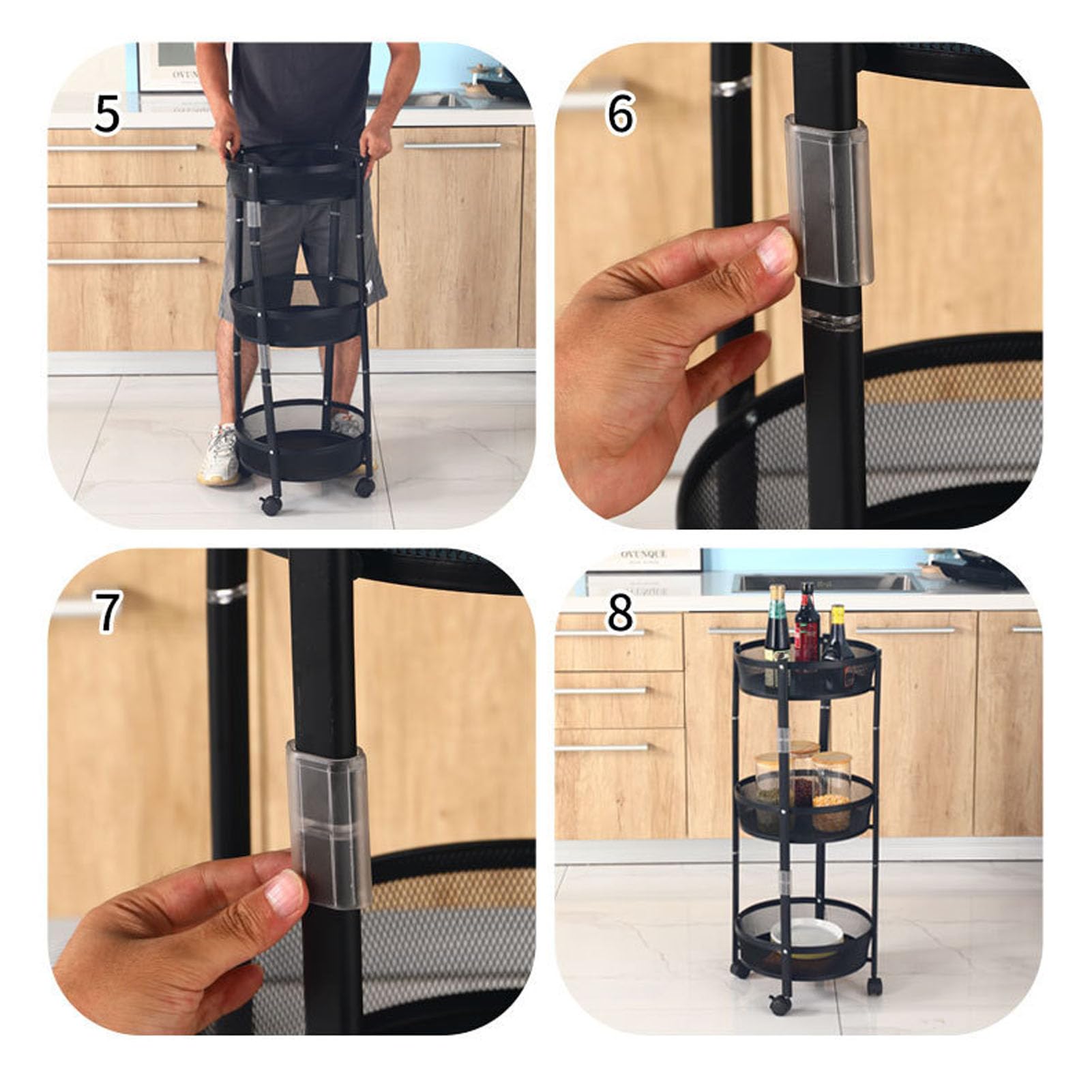 Carrello Metallico Utilitario, Carrello Rotondo Pieghevole a 3
