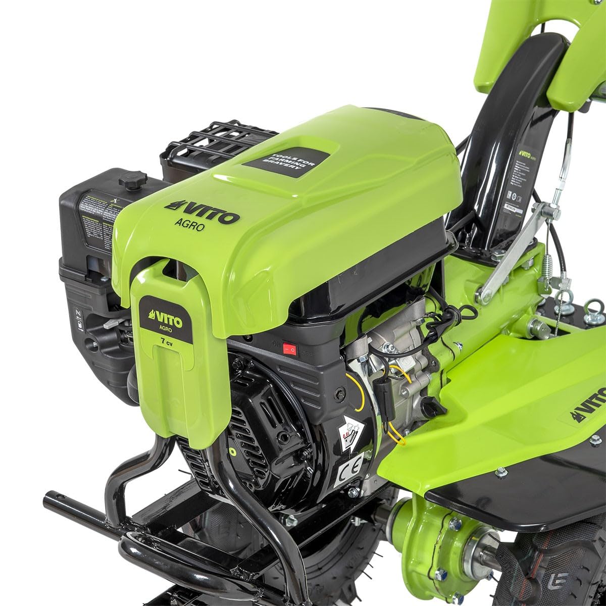 VITO – Motocultor de gasolina 7CV 4T 5200W 212 cm3 Motobinosa con fresas y topes