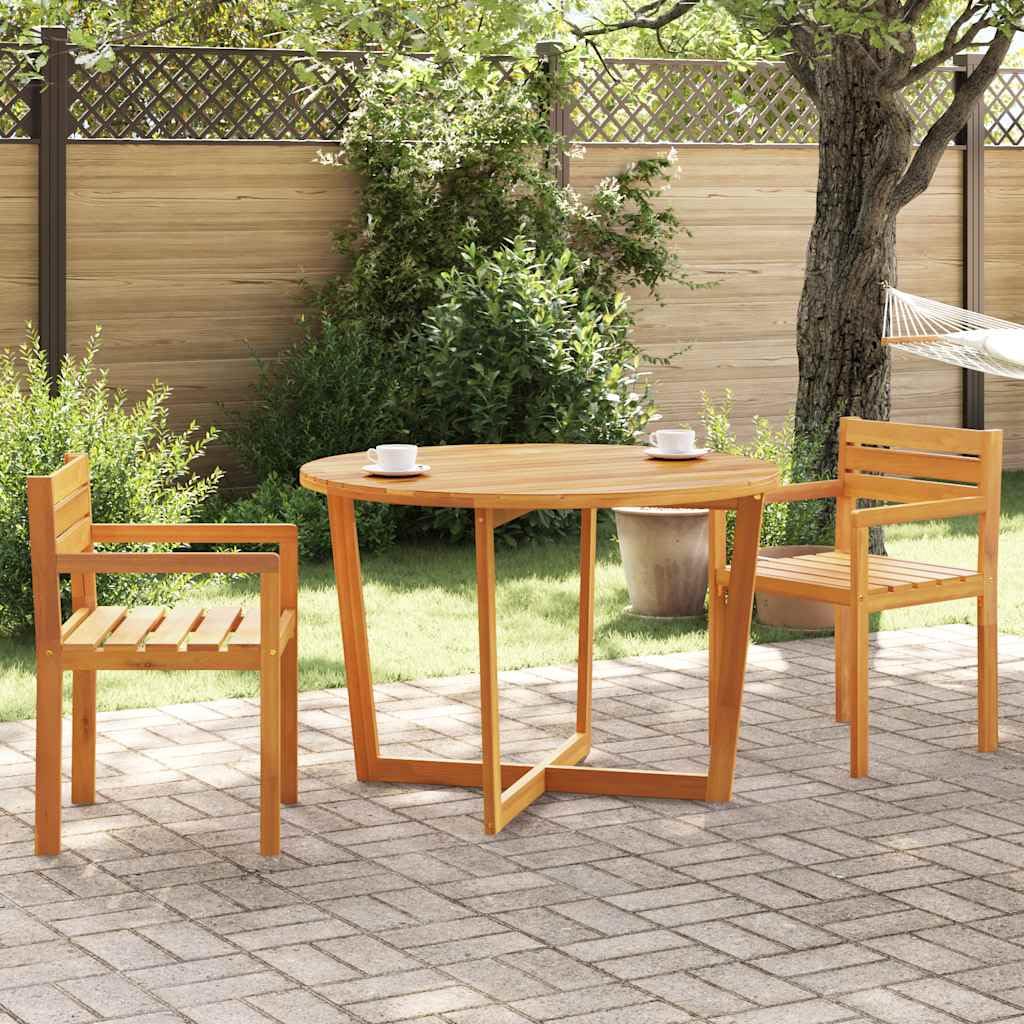 Tavolo da pranzo da giardino in legno di acacia, con piano a doghe, base a gambe incrociate, perfetto per patio, balcone e terrazza, mobili da esterno durevoli