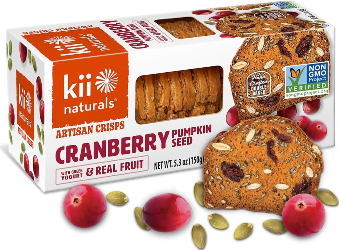 Kii Naturals Artisan Crisps, Cranberry Pumpkin Seed, 5.3 Ounce (Pack of 1)