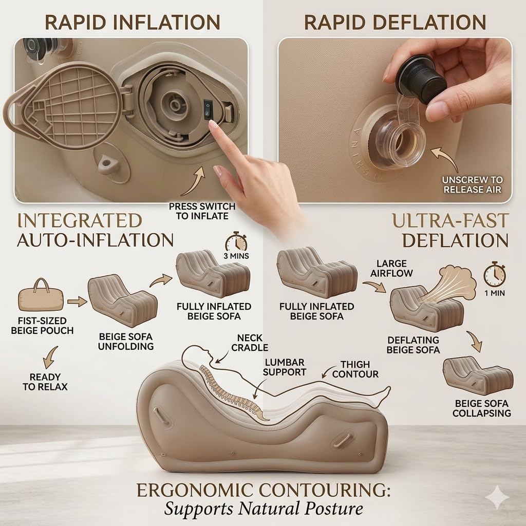 Sofá Sexual Inflable con Bomba Eléctrica Automática – Muebles BDSM & Bondage para Parejas – Cojín de Posicionamiento/Rampa de Cama Erótica – Juegos SM para Adultos Mujeres & Hombres