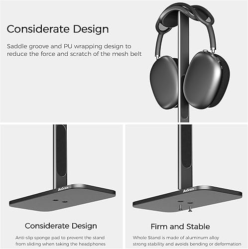 Miniatura 3 de Soporte de auriculares para Airpods Max con modo de reposo, soporte de auriculares de aluminio con base antideslizante y almohadilla protectora de