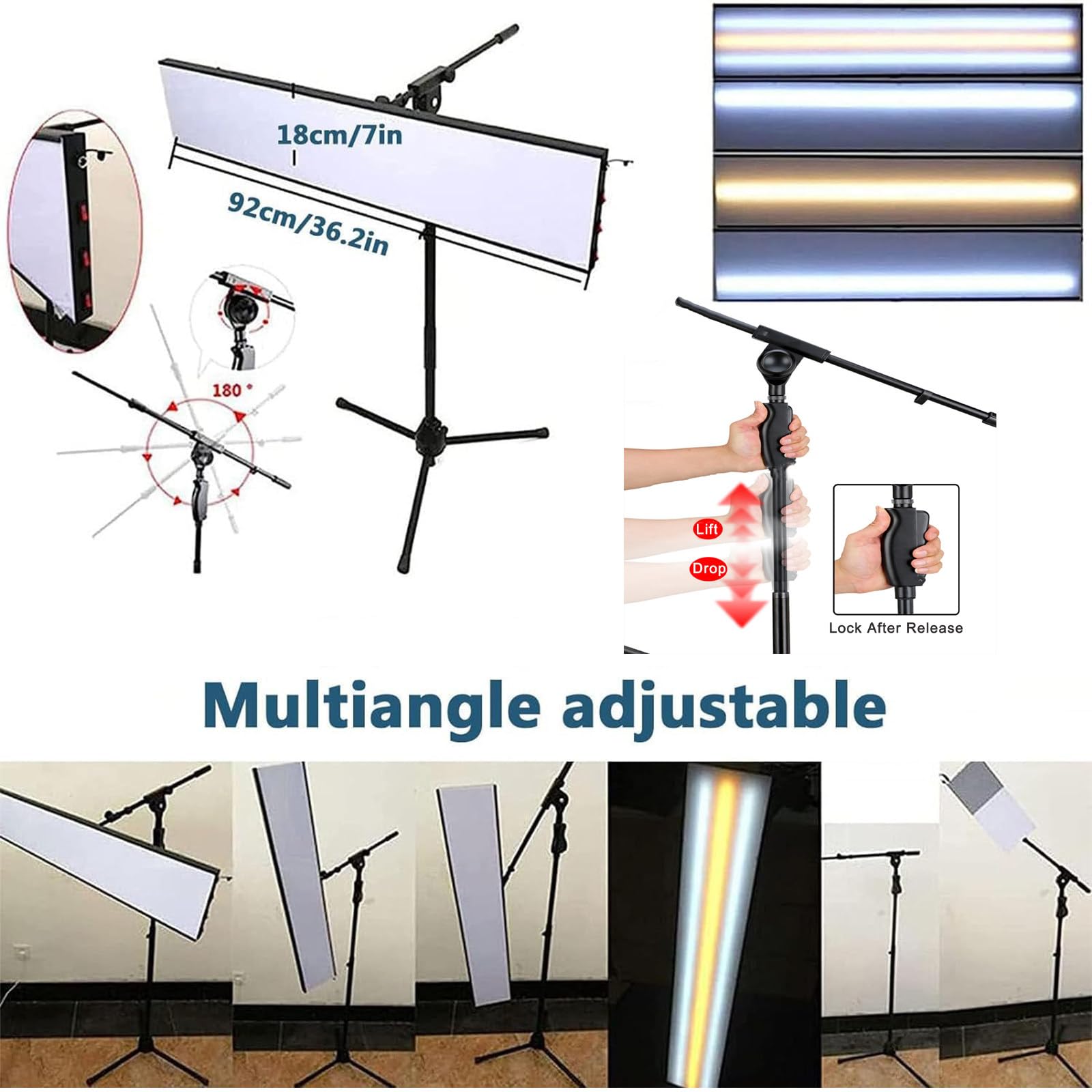 FAXIOAWA Énorme Panneau réflecteur PDR, Lampe de détection de débosselage de Voiture, Support réglable, Outils de débosselage sans Peinture, lumière de nivellement LED pour réparation de Bosses