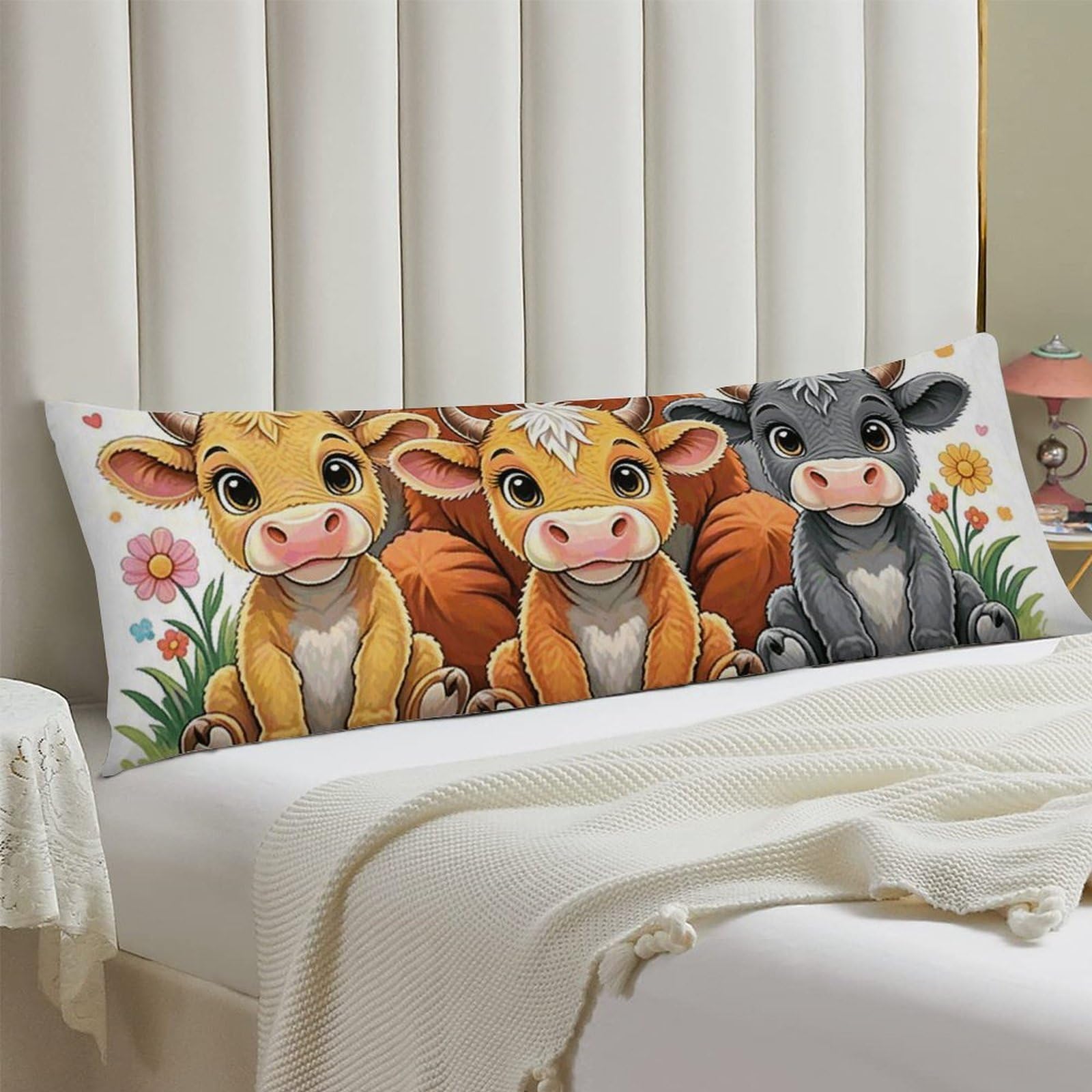 Body Pillow Cover 20x54 Long Pillow Case with Invisible Zipper Breathable Microfiber Cow Pillowcase Soft Cozy Protector for Bedroom Couch Sofa Bed Home Decor All Seasons