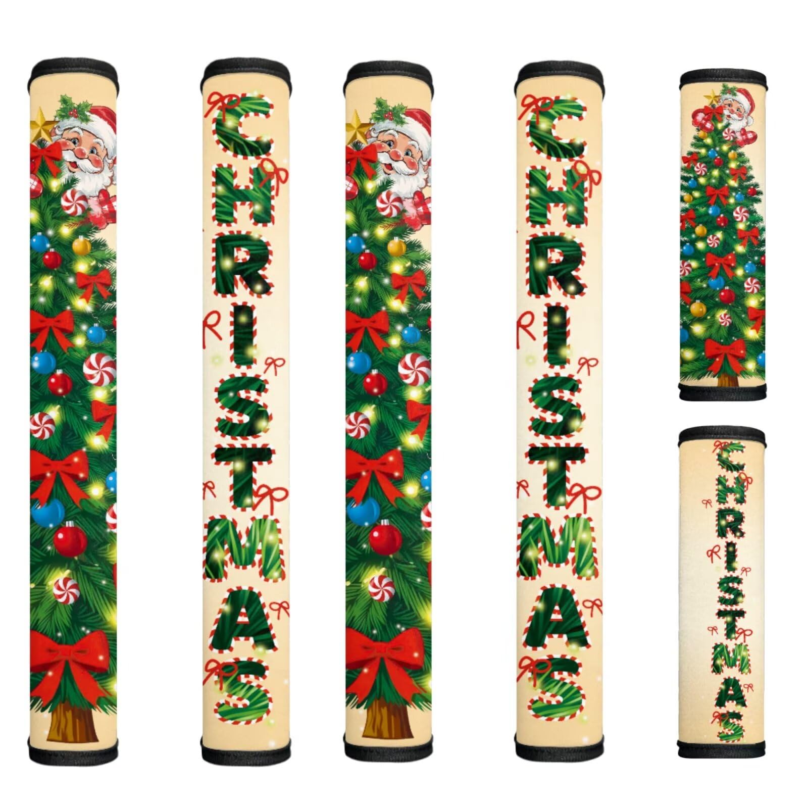 Santa Claus Fridge Handle Covers Set of 6 Christmas Tree Kitchen Appliances Gloves Anti-Static Refrigerator Handle Protector Microwave Oven Dishwasher Handles Protector