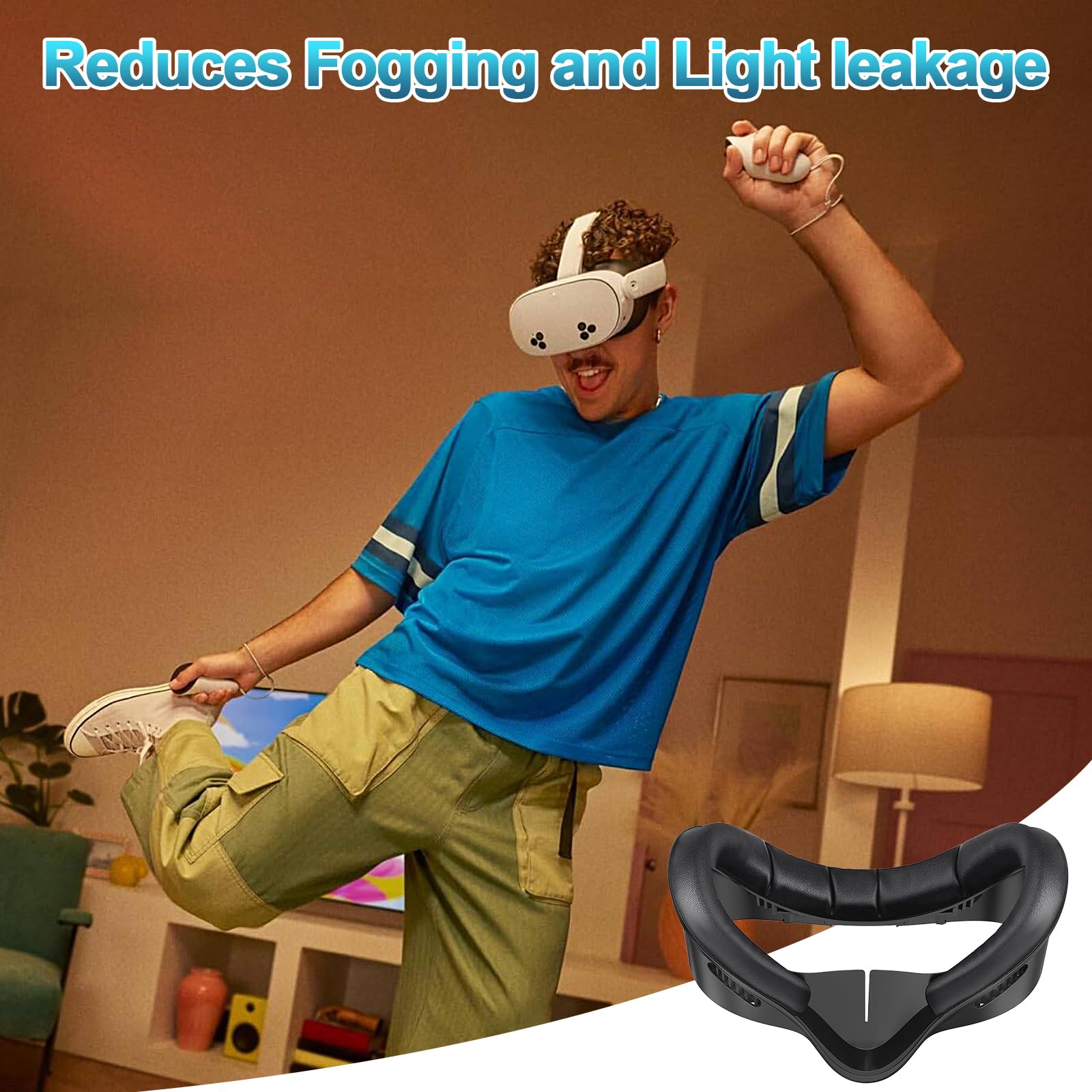 Almohadilla Facial de Realidad Virtual, Interfaz Facial Compatible con Accesorios Meta/Oculus Quest 3S, Almohadilla Facial de PU Suave como Repuesto para Quest 3S — view 6