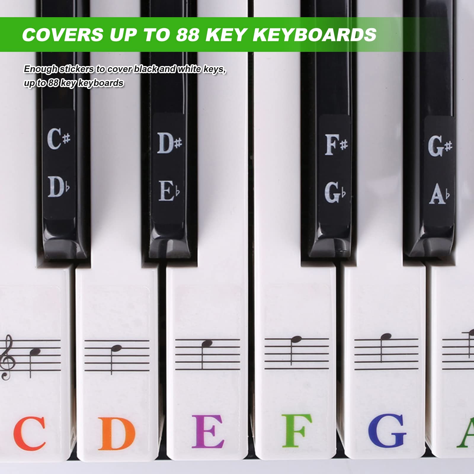 Autocollants Pour Touches De Piano - 88/61/54 Touches - Guide Notes Amovible Sans Résidu - Pour Débutants, Apprentissage