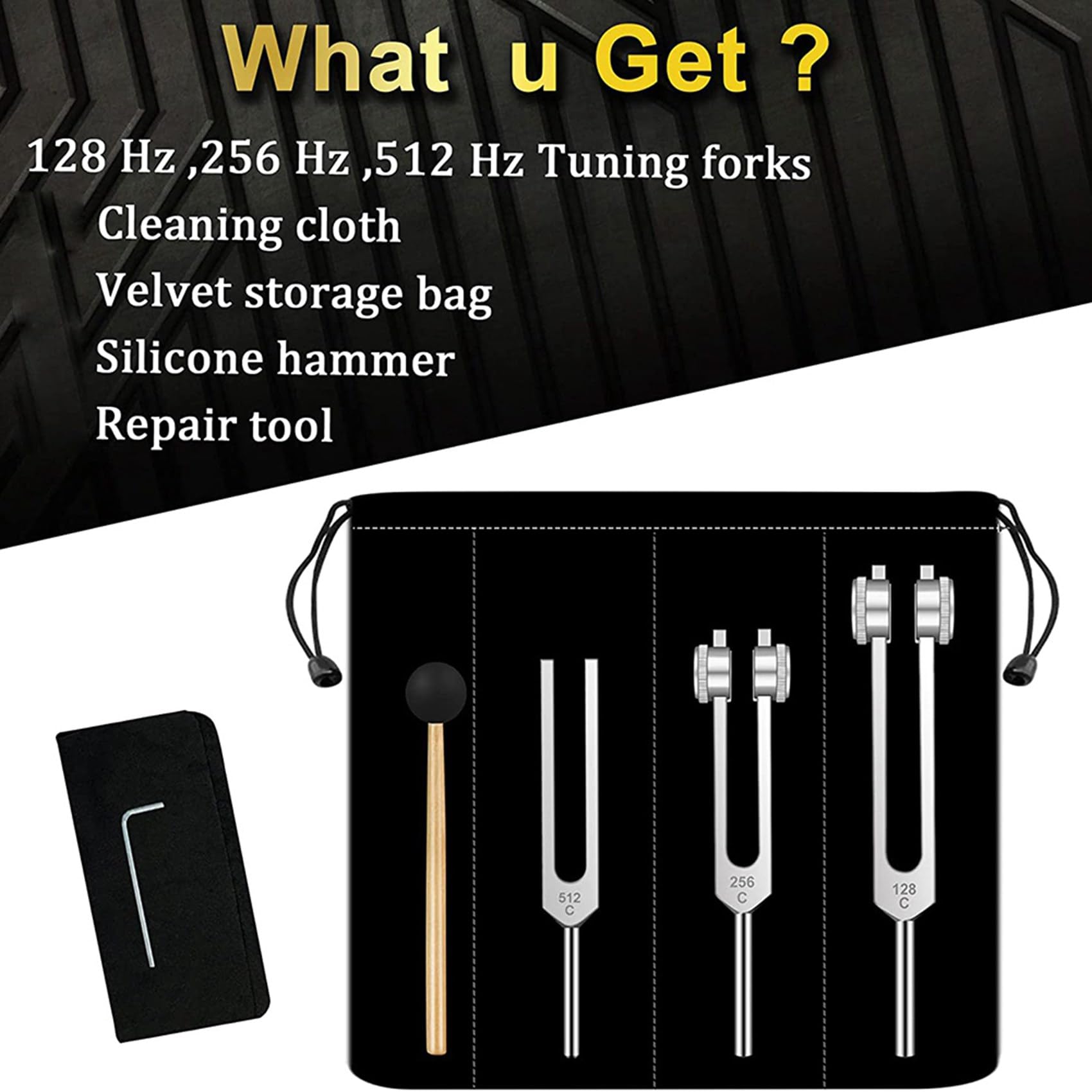 ISTOVO Stimmgabel-Set, 18 Stück, 128 Hz, 256 Hz, 512 Hz, perfekt für Heilung, Chakra, Klangtherapie, Körperhaltung