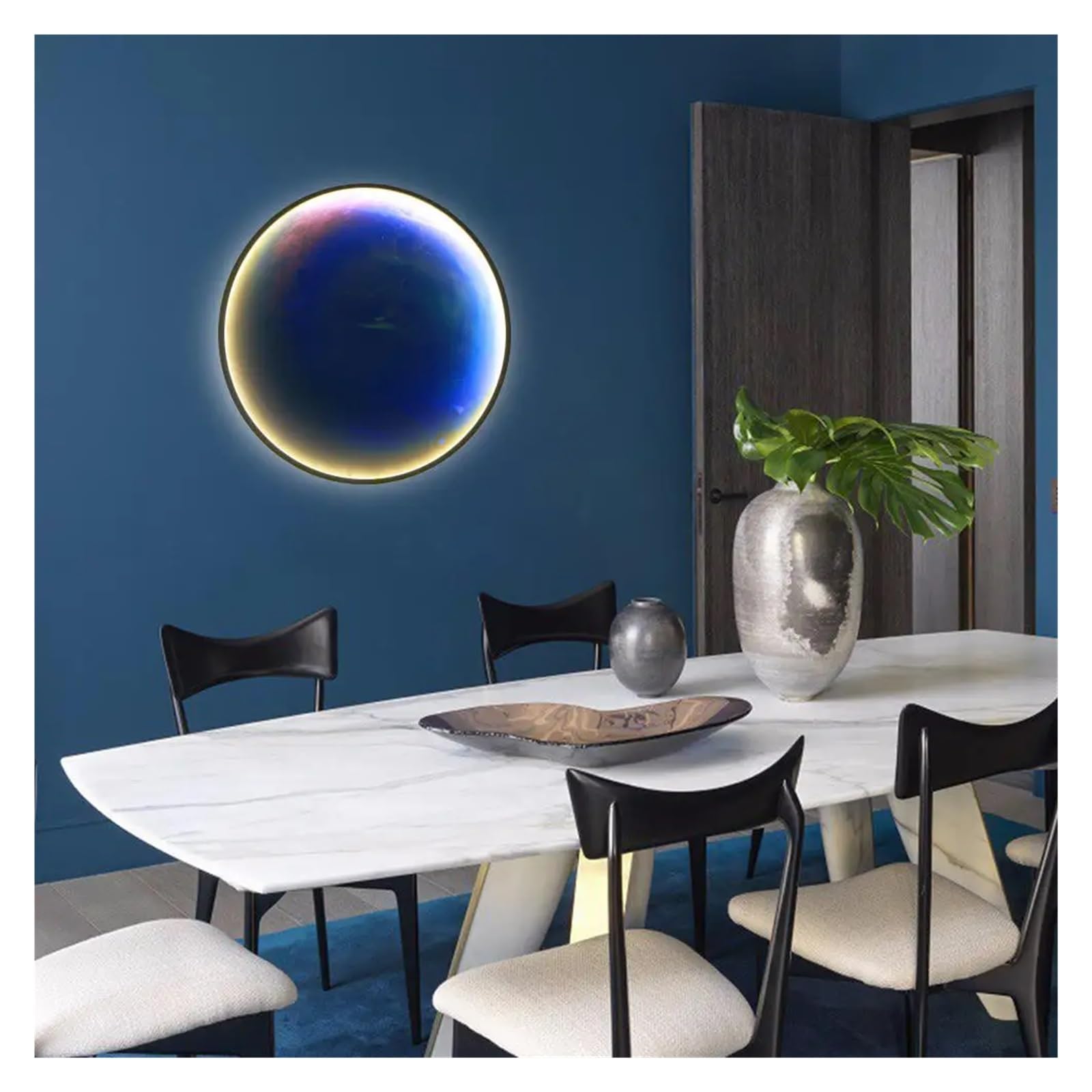 Generico Applique da parete Moon Corridoio corridoio murale Tavolo luminoso a LED Camera da letto Soggiorno Decorazione del bagno Specchio Applique da parete ad anello magico
