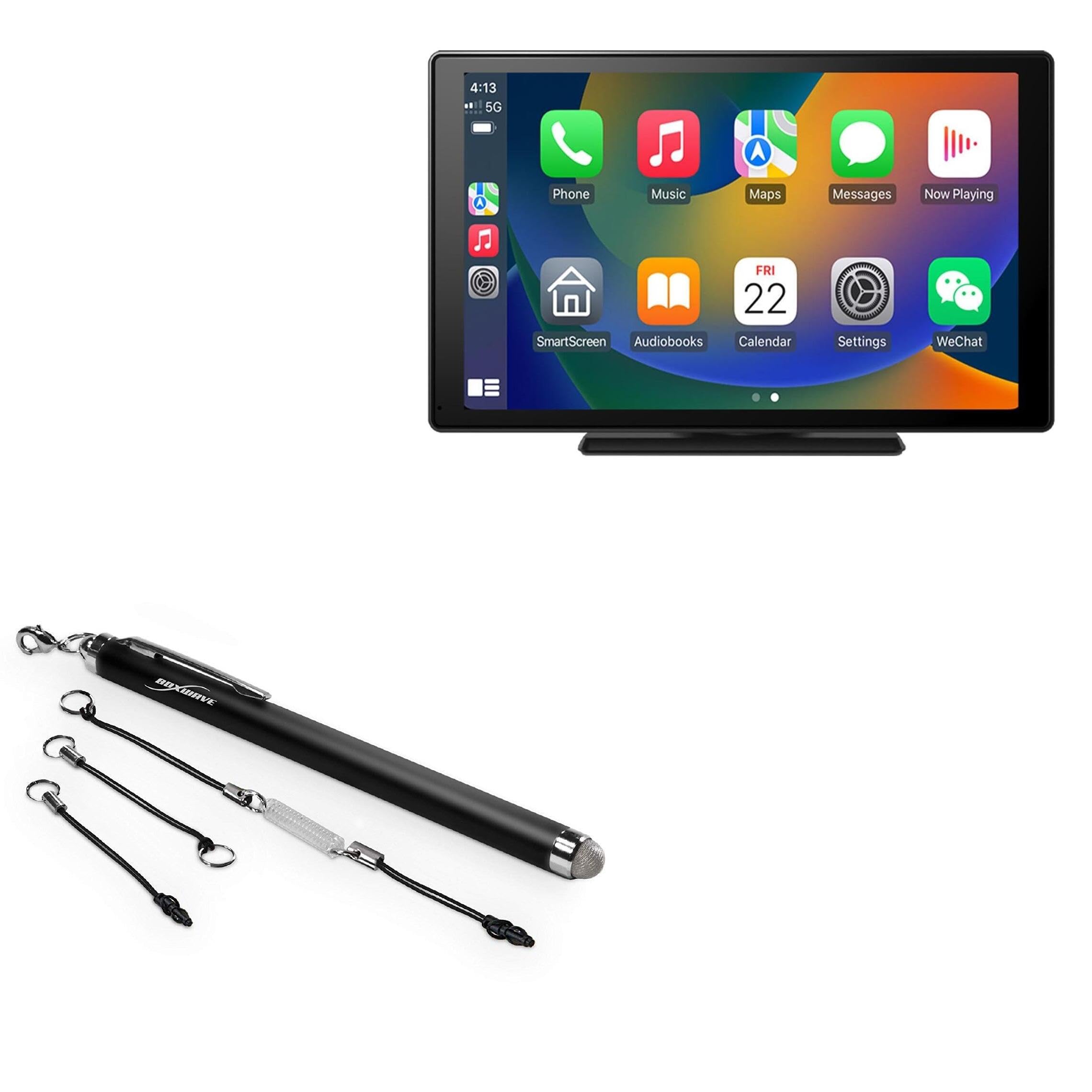 BoxWave Stylus Pen Compatible with ELEFOCUS CarPlay Portable Car Stereo (9 in) - EverTouch Capacitive Stylus, Fiber Tip Capacitive Stylus Pen - Jet Black