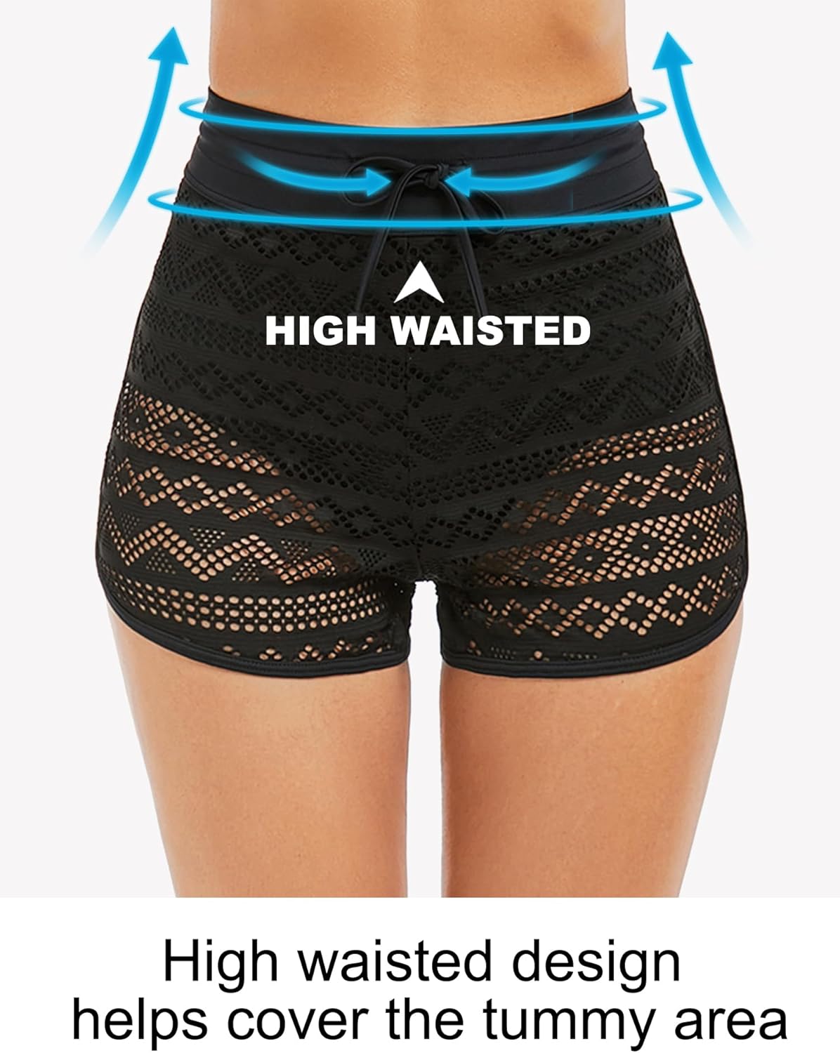 Women's Swim Shorts High Waisted Bathing Suit Lace Bottoms Swimsuit Bottoms Swimwear Bikini Board Shorts - Image 4