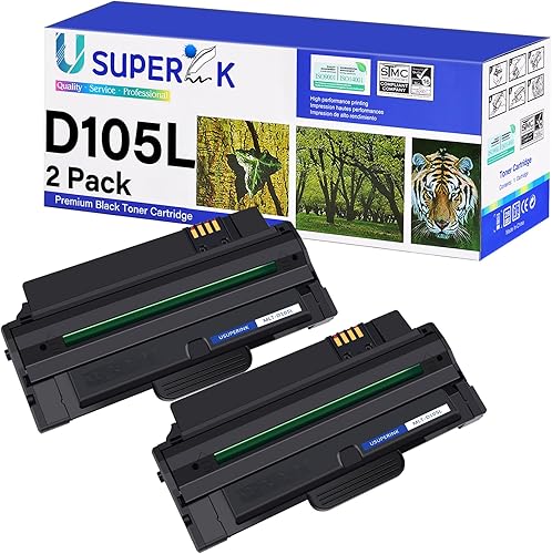 SuperInk Cartucho de tóner de repuesto compatible para Samsung 105 MLT-D105L 105L MLTD105L Uso con impresora Samsung ML-2525 ML-2525W ML-2545 SuperInk Cartucho de tóner de repuesto compatible para Samsung 105 MLT-D105L 105L MLTD105L Uso con impresora Samsung ML-2525 ML-2525W ML-2545
