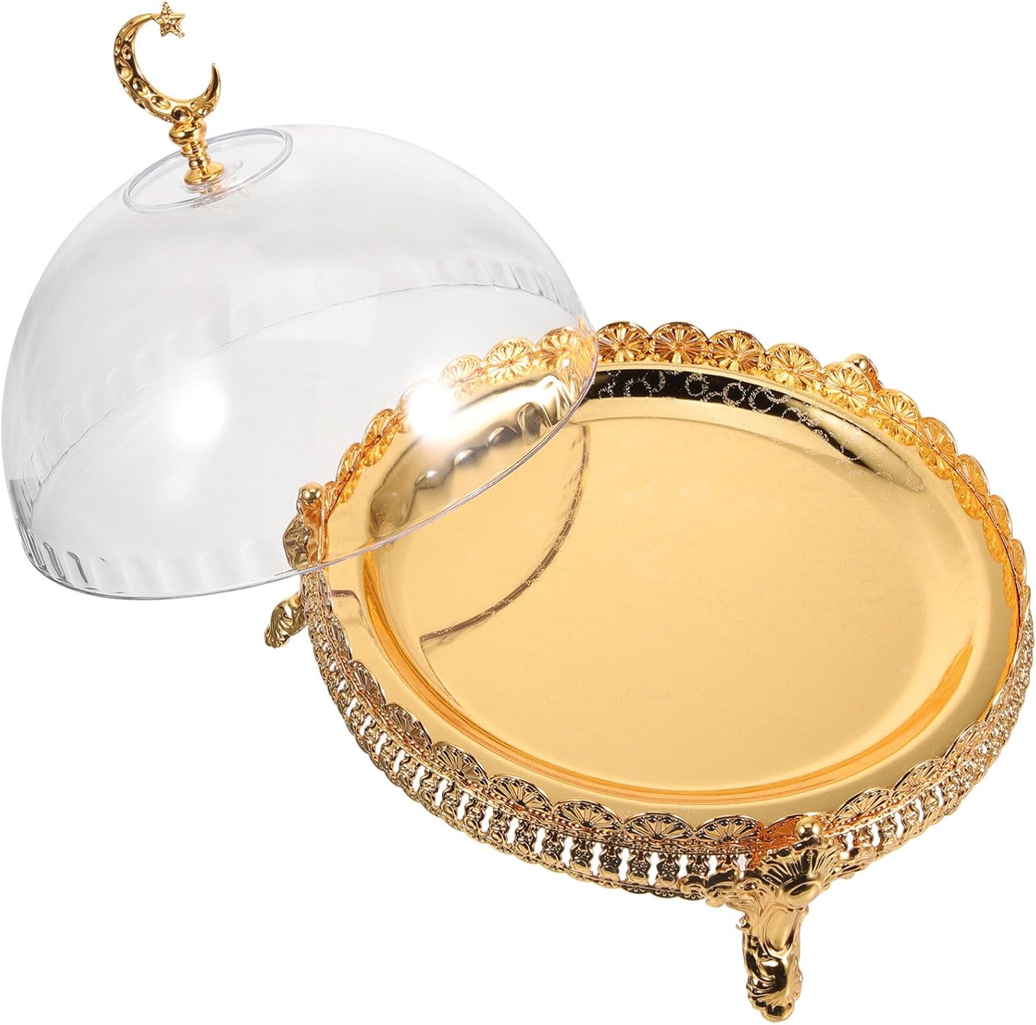 ABOOFAN Wrought Iron Square Cake Stand with Lid 8.66 Inch High Footed Pastry Tray for Dessert Table Serving and Food Display