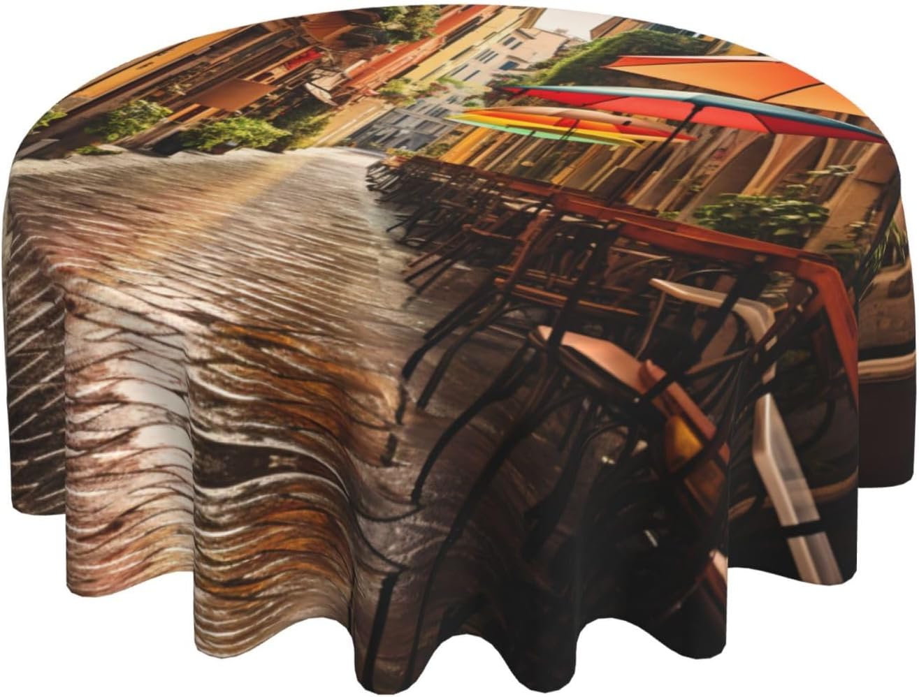 Italian Street Print Wrinkle Free Dining Table Cover for Birthday Party Farmhouse Tablecloths Up to 60 x 60 Inches