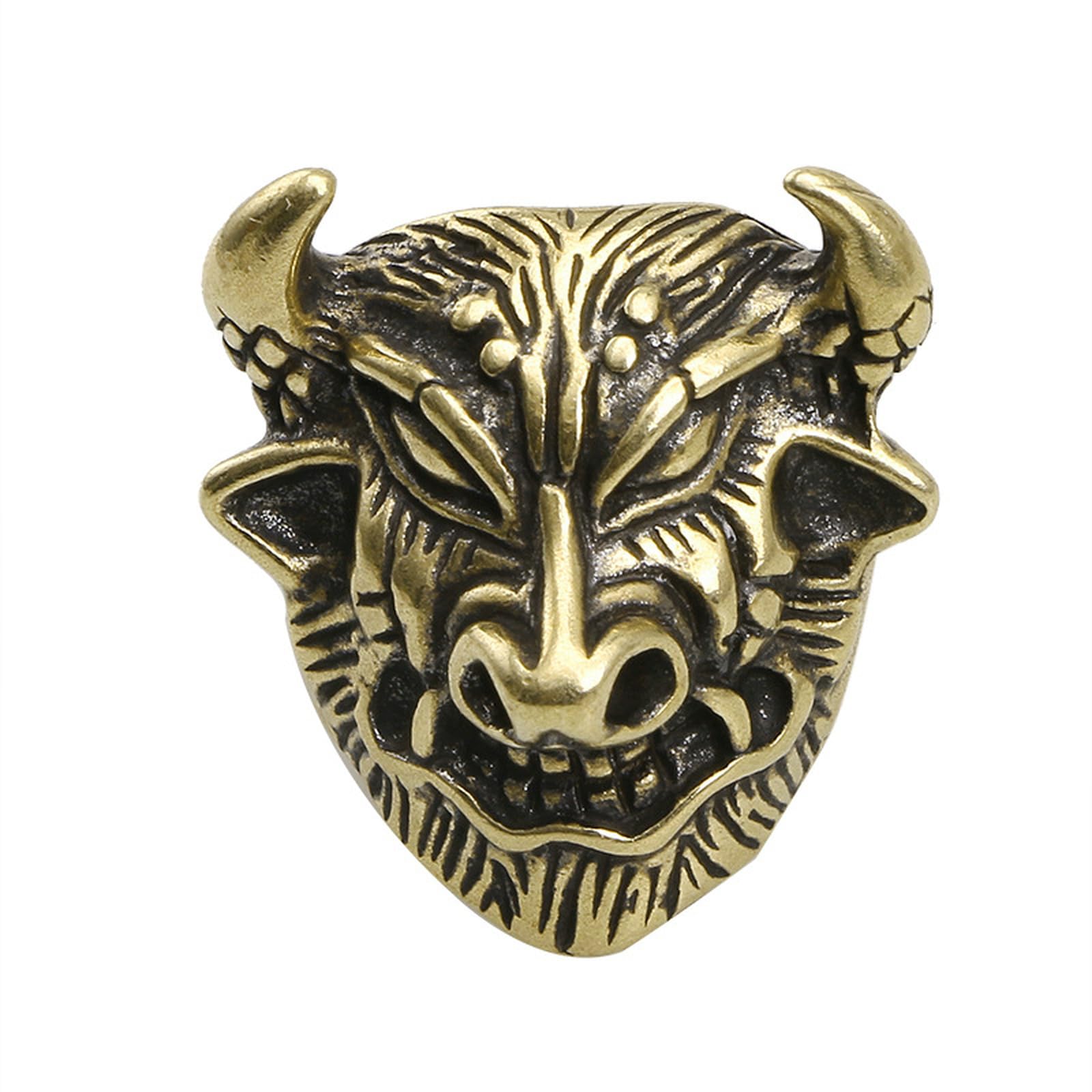 YANGPZFC Small Copper Tiger Ring Ornament Brass Statue For Desk Decor, Handcrafted Vintage Sculpture