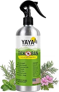 Yaya Organics All Natural Extra Strength Tick Repellent DEET Free - 16 Ounce Spray Bottle