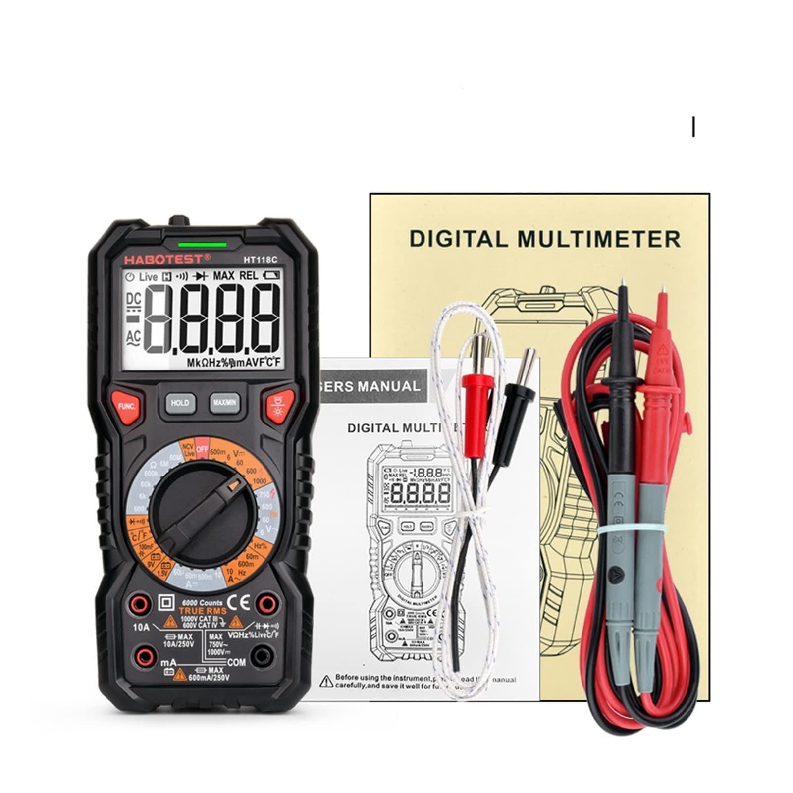 Cyfrowe multitestery Profesjonalny inteligentny multimetr cyfrowy prawdziwy RMS AC DC. AMMETER AMMETER OHM HZ HZ Tester baterii Ddm. Multimetro Auto. z funkcją napięcia fazowego i bezdotykowego (Colo