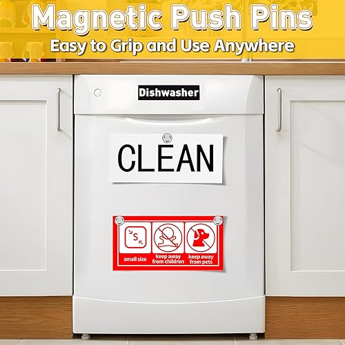 Miniatura 6 de VNDUEEY Imanes para refrigerador, imanes pequeños para nevera, 16 piezas, pizarra blanca, pasadores magnéticos, fuertes clips magnéticos para