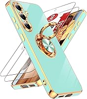 Vista 66 de LeYi para Funda de Teléfono Samsung Galaxy A13-5G: Protector de Pantalla de Vidrio Templado, Soporte Magnético Giratório de Anillo 360°, Borde Negro