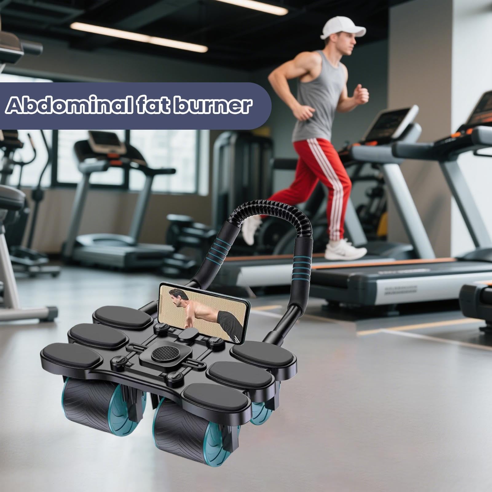 Ab Roller Wheel - 32 cm Auto Rebound Core Trainer dla sportowców, antypoślizgowy sprzęt siłowy ze stabilnym podparciem, narzędzie do treningu fitness dla nastolatków, dorosłych, kobiet, mężczyzn