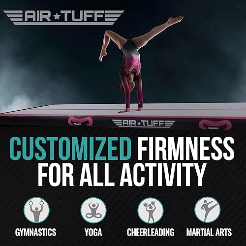 Miniatura 7 de Colchoneta inflable de gimnasia  pista de aire con bomba eléctrica para gimnasio en casa, yoga, animación, equipo de gimnasia, incluye bolsa para