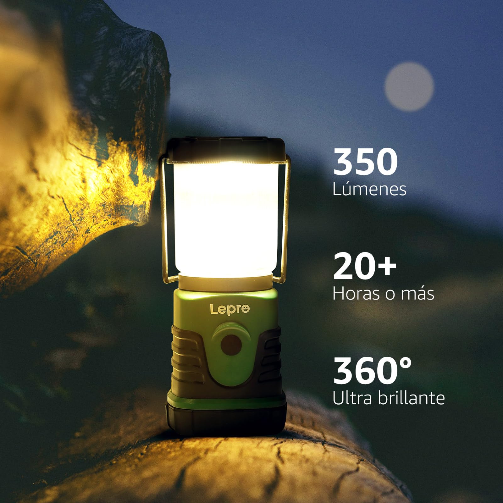 Lepro Linterna de Camping LED, Lámpara de Camping 350 lm (no incluida batería), Farol Camping Regulable 4 Modo de iluminación, Luz de Emergencia LED para camping, senderismo, pesca, etc, pack of 4