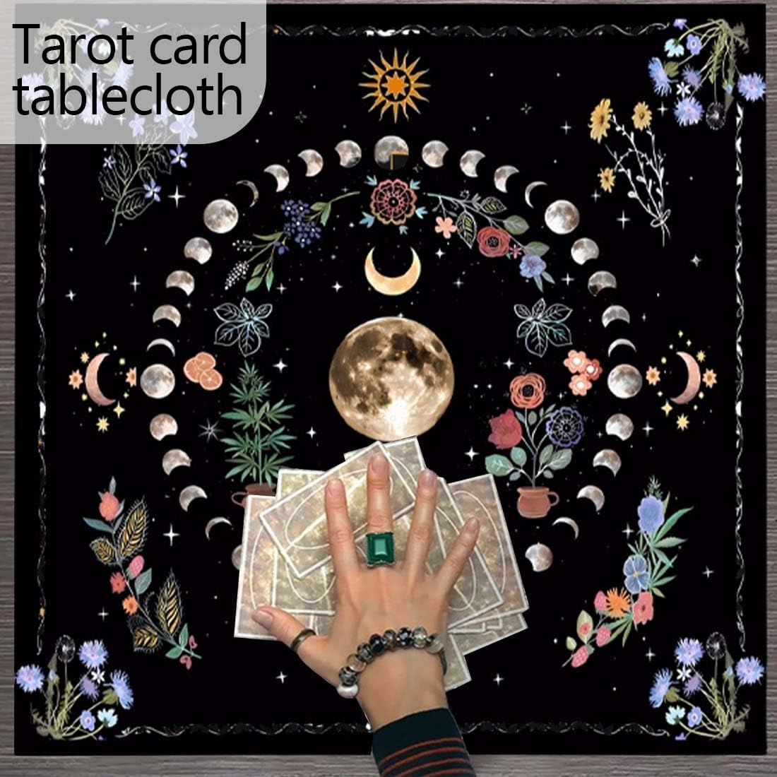 Tappeto Divinatorio, Tovaglia per altare per praticare la cartomanzia e il pendolo esoterico(B, 75 * 75cm)