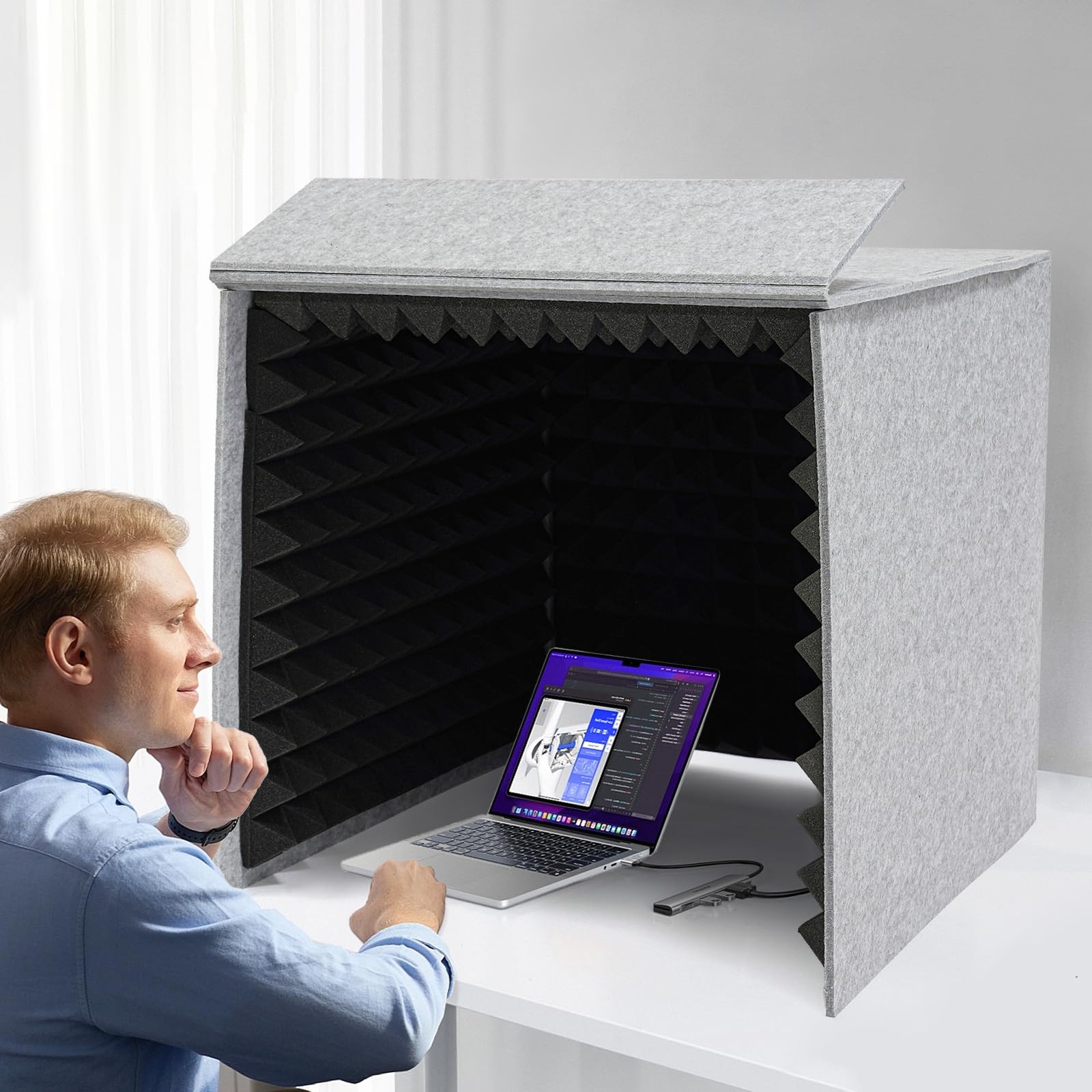 The Studio Podcast Equipment Cabina di canto Vocal Booth Insonorizzazione Recording Equipment Cabina di registrazione portatile pieghevole per studio di registrazione, podcast, 60 x 60 x 60 cm (nero)