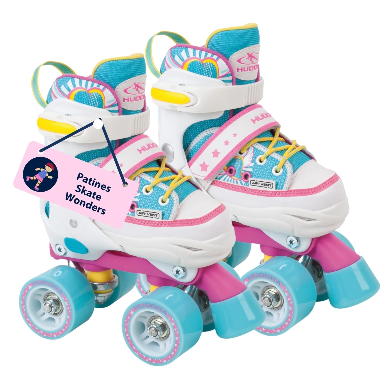 HUDORA Wonders Patines en diferentes tallas - cómodos patines ajustables para niños en más de 4 tallas - elegantes patines para niños hasta 60 kg - patines de ruedas de alta calidad hechos de nylon