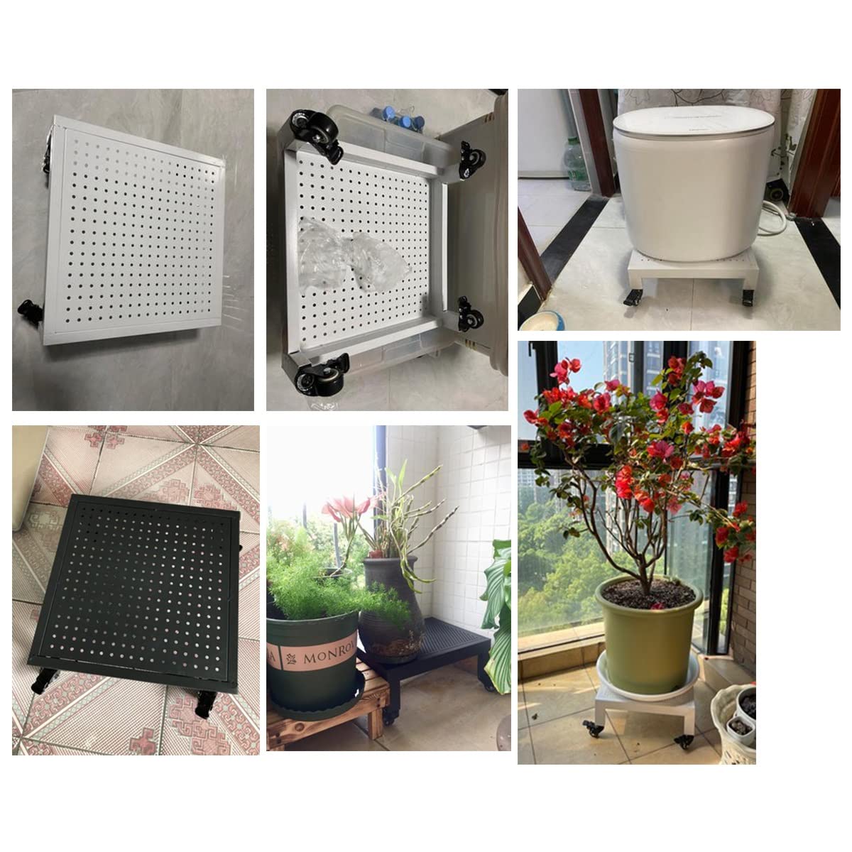 Carrito de metal para plantas de 12 a 20 pulgadas, soporte para macetas con ruedas, bandeja móvil para macetas de interior y exterior, decoración del hogar, herramientas para el cuidado de las plantas
