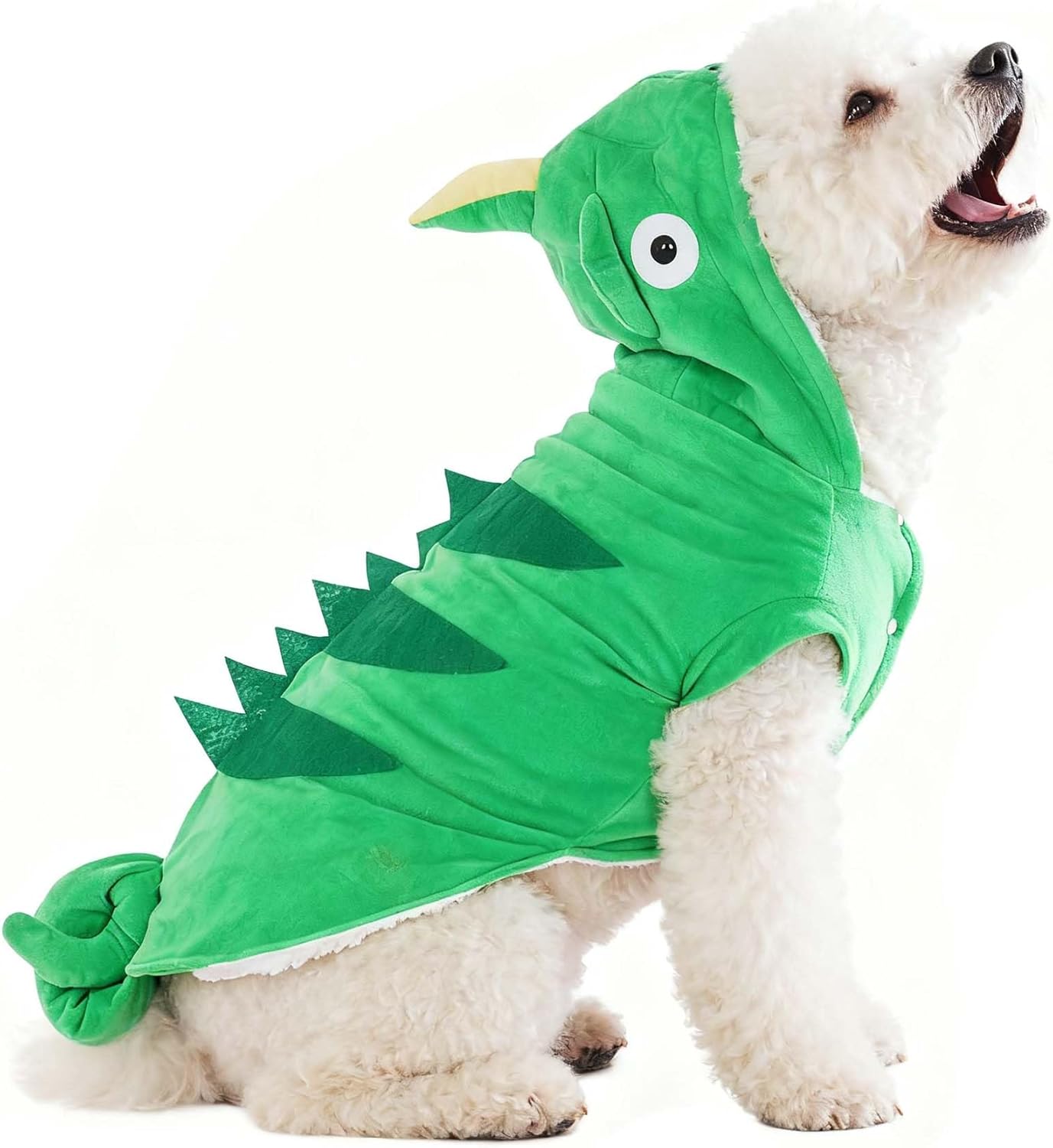 Chameleon Dog Costume for Halloween,Winter Fleece Pet Cat Coat Jacket for Small Medium Large Dog,Pet Funny Clothes Hoodie Labrador Bulldog Chihuahua(Green, 2XL)