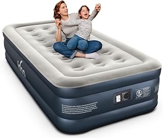 iDOO Luxury Twin Air Mattress with Built in Pump, 18" Raised Comfort Blow up Mattress, Inflatable Mattress for Camping, Guests & Home, Durable, Portable & Waterproof Air Bed, colchon inflable