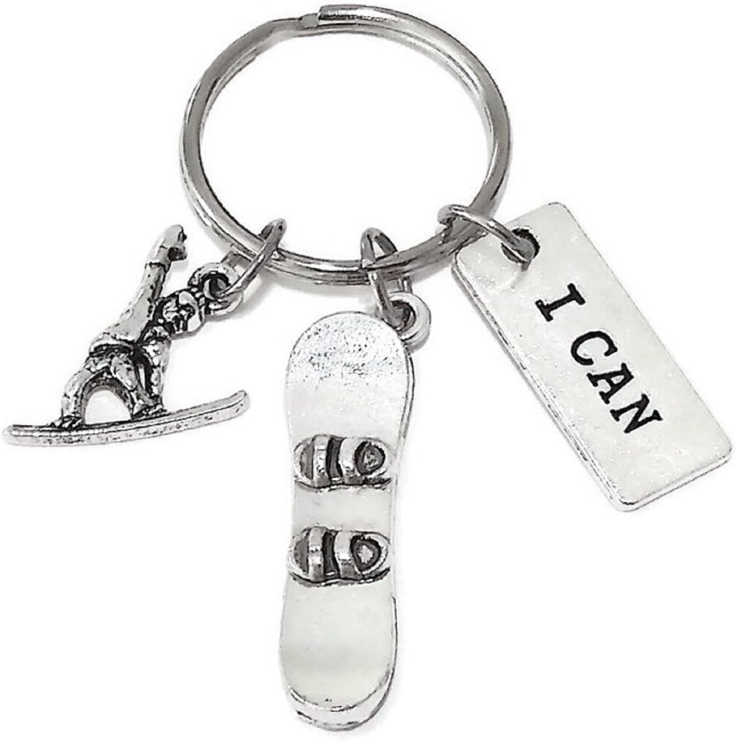 Kit's Kiss Snowboard Keychain Snowboarder Gift Snowboarding Sports I Can Charms Snowboard Key Ring