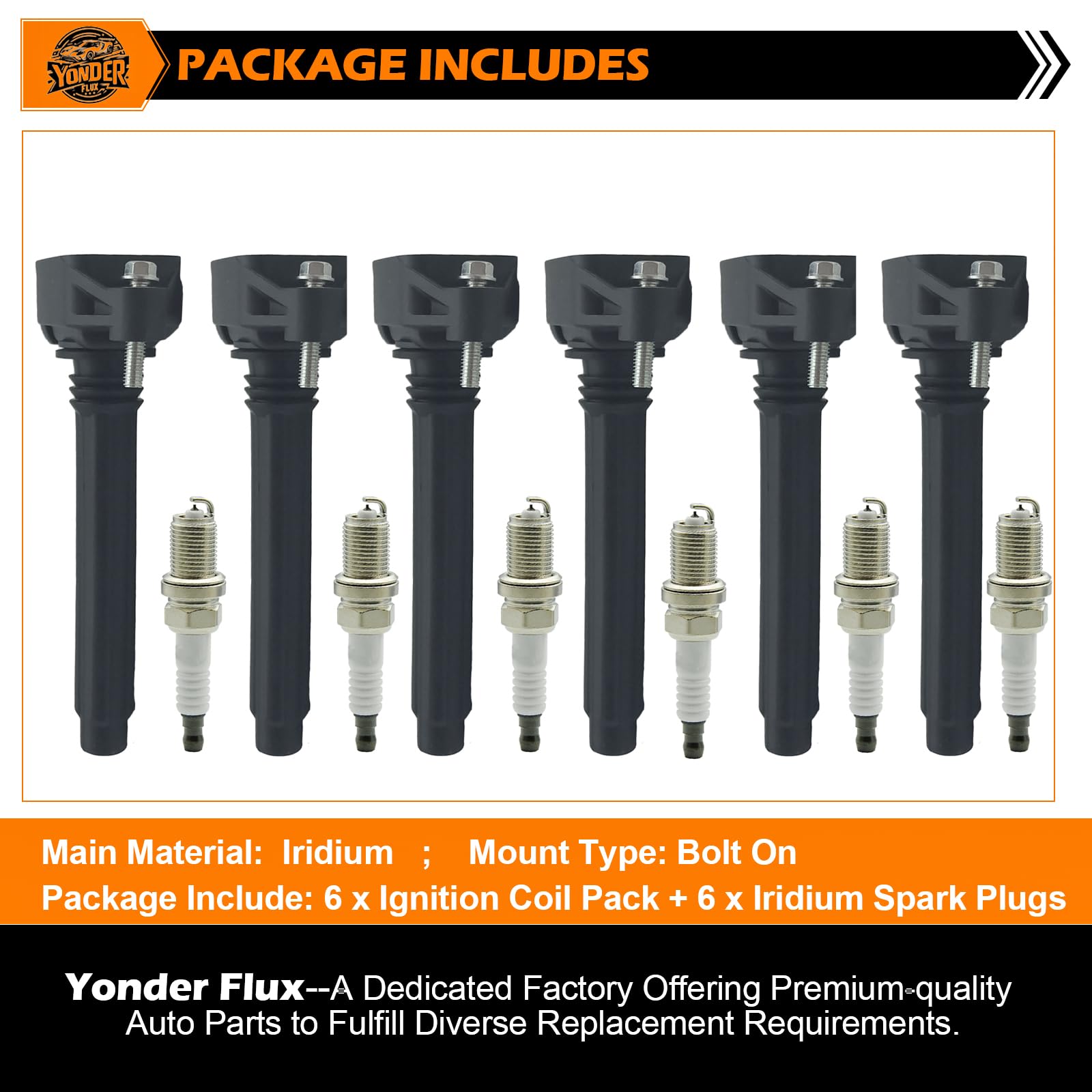 Coil Pack And Spark Plugs Combo 6-Piece Ignition Coil & Iridium Spark Plug Set For Jeep & Dodge 3.6L Engine (UF648) Ignition Coil Spark Plug Set - Foto 4