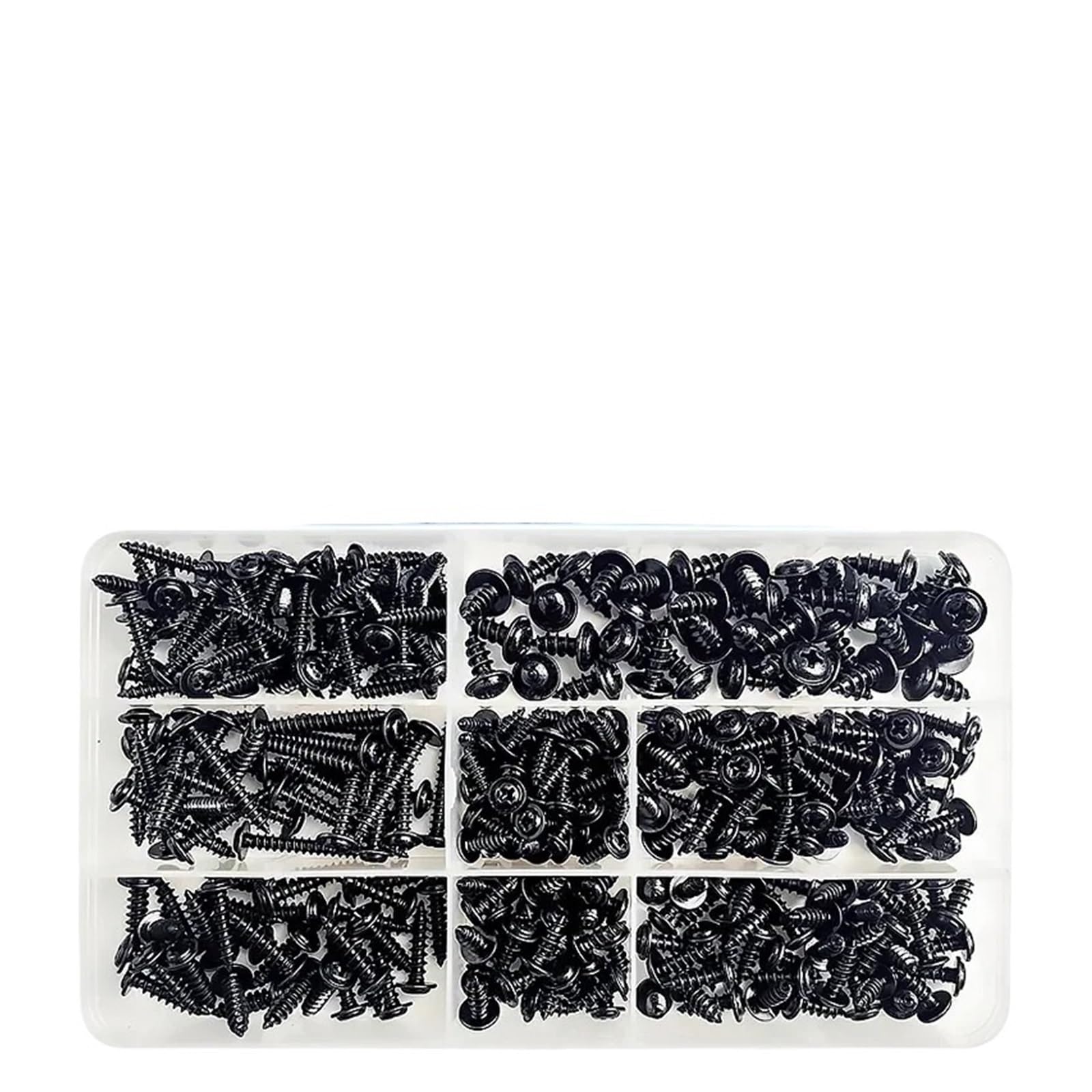 Kit d'assortiment de vis autotaraudeuses à tête cruciforme, 340 pièces/boîte, en acier au carbone noir for meubles M3/M3.5/M4/M5(1 BOX)