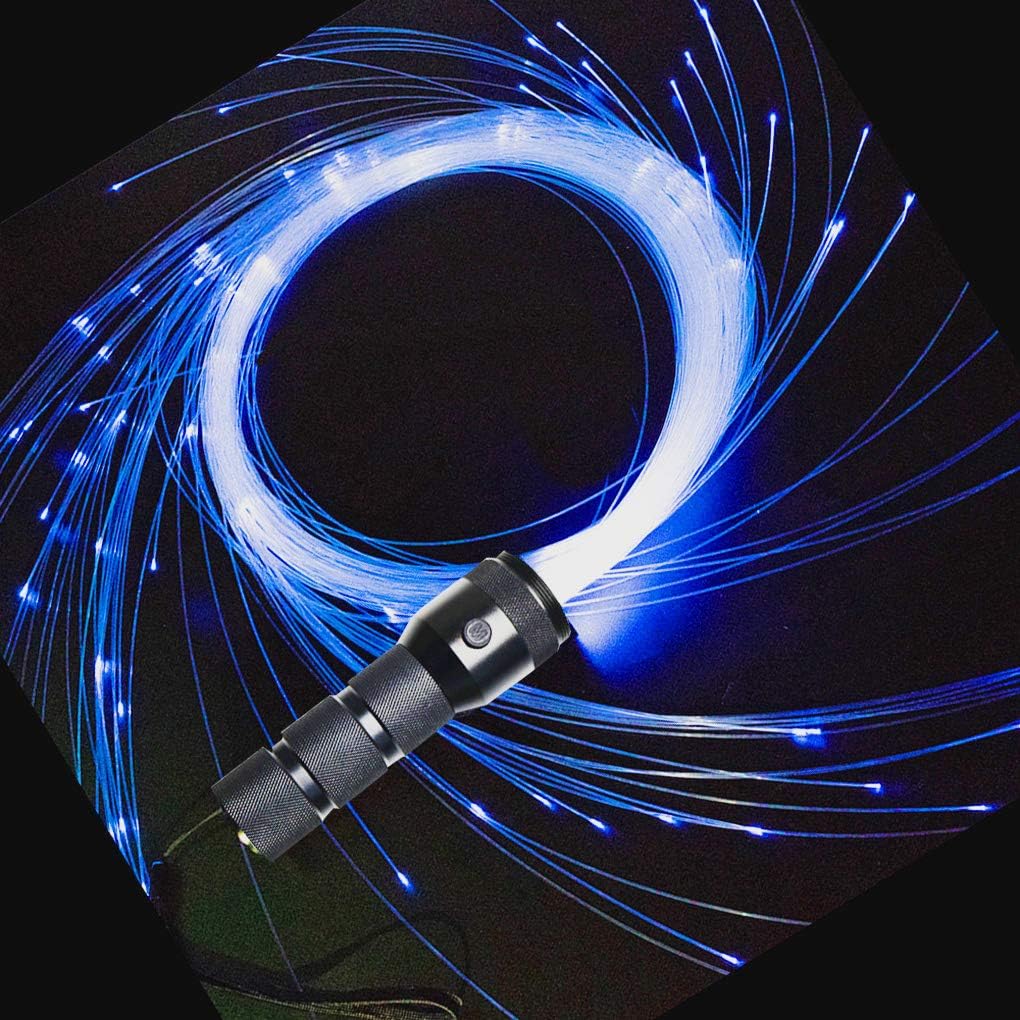 AZIMOM LED Fiber Optic Whip Dance Space Whip 6ft 360° Swivel 40Display Battery Power Mode Pixel Whip Rave Flow Super Bright Light Up Whip for Party Dancing EDM Show Music Festival, Plastic