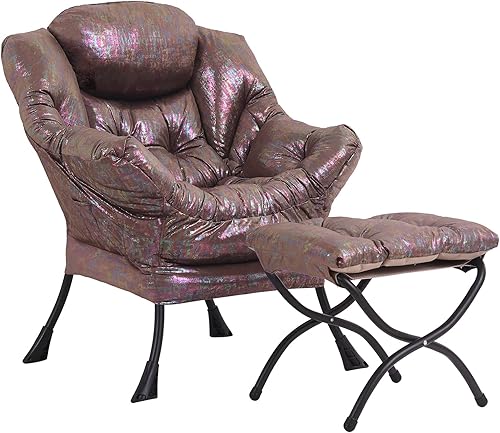 LITA Silla Lazy con otomana, moderna silla tapizada para ocio, silla de lectura con reposabrazos y un bolsillo lateral para sala de estar, disponible en Yaxa Peru