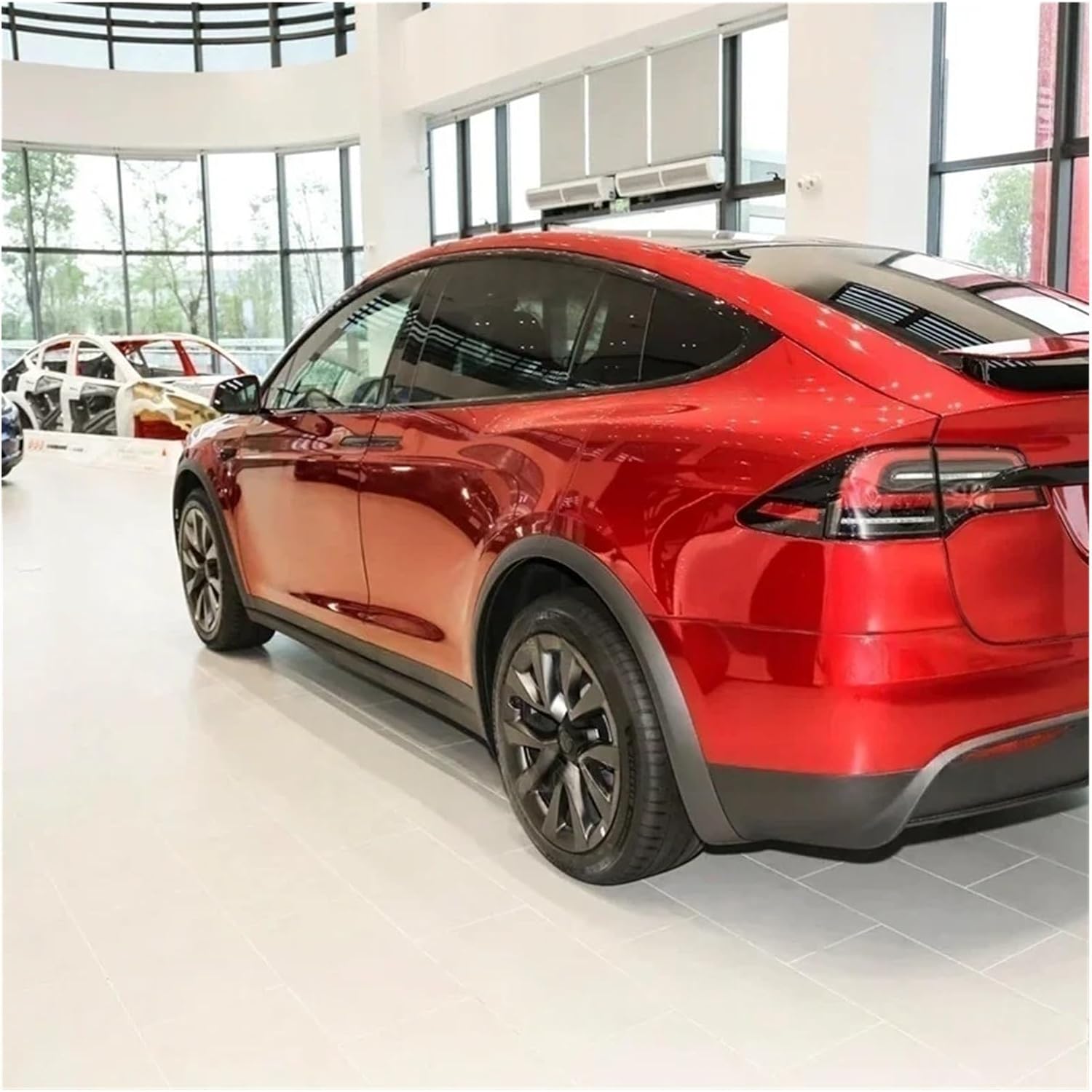 6 PCS Compatible with Tesla Model X 2017 2018 2019-2024 Auto Mudguards Car Fender Wheel Eyebrow Protector Wheel Arch Trim Strip(Carbon Color)