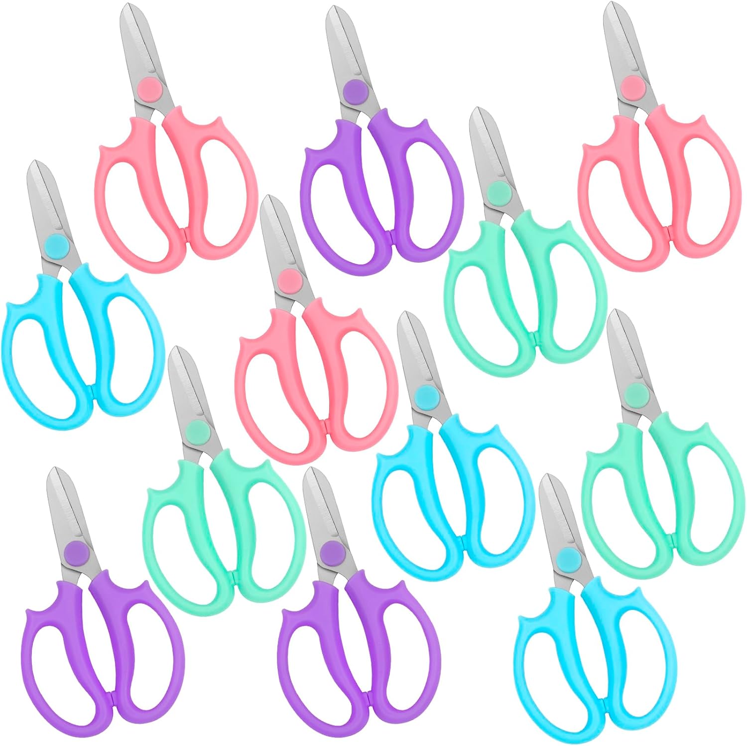 12 Pcs Flower Scissors, Stainless Steel Floral Shear, Premium Garden Pruning Shears, Sharp Garden Scissors, Flower Shears for Fresh Flowers Gardening (Blue, Green, Pink, Violet)
